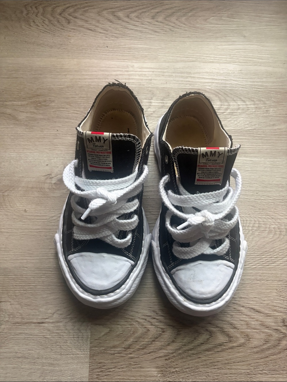 Miharayasuhiro Kids Black and White Canvas Sneakers